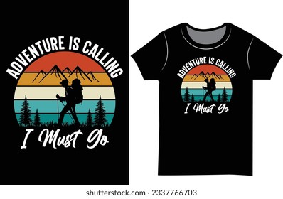 Camping retro t shirt design, Mountain hiking SVG graphics shirt.