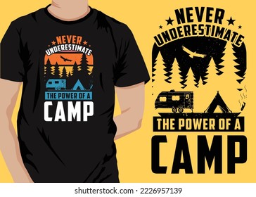 Camping retro vintage t shirt design vector