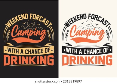 Camping retro vintage vector t shirt design, Camping vector elements