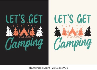 Camping retro vintage vector t shirt design, Camping vector elements