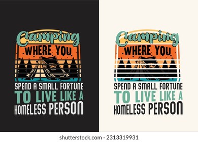 Camping retro vintage vector t shirt design, Camping vector elements