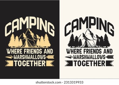 Diseño de camisetas vectoriales retro de camping, elementos vectoriales de camping