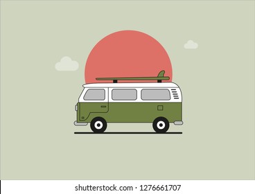 Camping, road trip, summer, caravan etc. themed flat vector illustration.