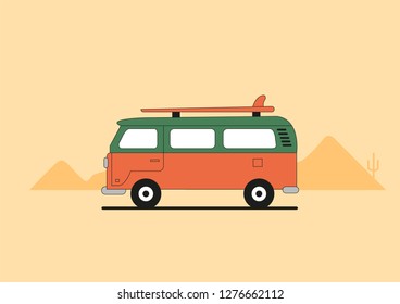 Camping, road trip, summer, caravan etc. themed flat vector illustration.