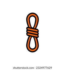 Camping rope or hiking rope or scout rope icon in lineal color mode. Vector illustration of summer camp equipment in trendy style. Editable graphic resources for many purposes.