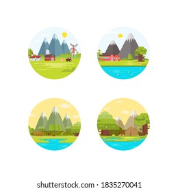 camping and rustic illustration logo design