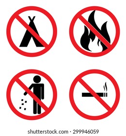 Camping Safety Prohibition Signs