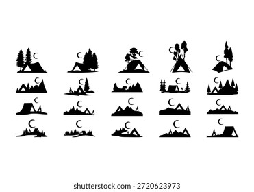 Camping Szene Silhouette Element Symbol