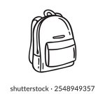 Camping school backpack hand drawn doodle icon. Bag for travel in sketch style. Isolated on white background. Vector illustration