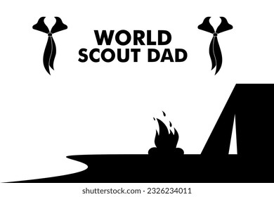 Camping scouts. Campfire in forest and world scout day silhouette vector