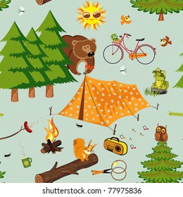 Camping Seamless Pattern