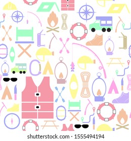 camping seamless pattern background icon.