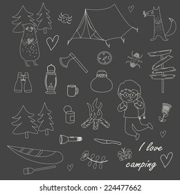 Camping set with all necessary attributes required for camping. 