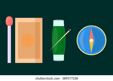 Camping set icon equipment isolated . Vector illustration
