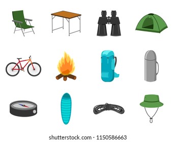 Camping. Set of icons. Vector illustration.