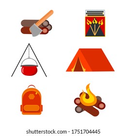 Icono vectorial de ilustración de conjunto de acampados