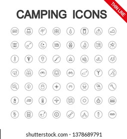 Camping. Set of Universal icon for web and mobile application. Vector illustration on a white background. Editable Thin line.
