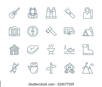 Camping set of vector icons