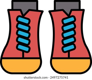 Ein Camping Schuhe Symbol im Linienstil.