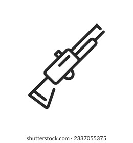 Camping Shotgun Icon. Vector Line Illustration of a Shotgun for Outdoor Shooting and Hunting Activities.