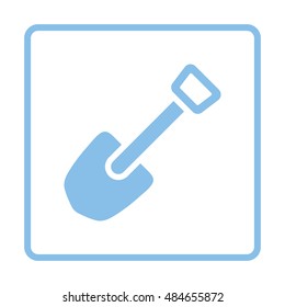 Camping shovel icon. Blue frame design. Vector illustration.