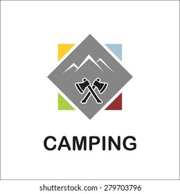 Camping sign with axe
