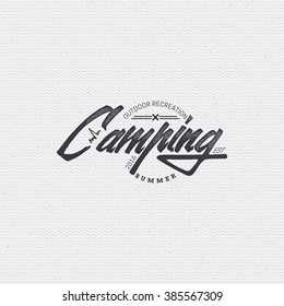 Camping sign handmade differences, made using calligraphy and lettering It can be used as insignia badge logo design outdoor activities
