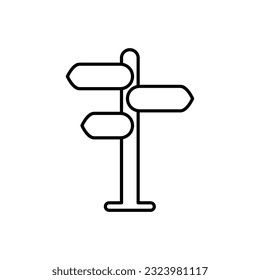 Camping signpost icon in outline mode. Vector illustration of summer camp equipment in trendy style. Editable graphic resources for many purposes.