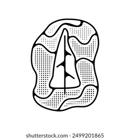 Camping silhouette badge design. Adventure logo graphics. Outdoor nature label monochrome. Stock vector hiking artwork