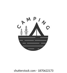 camping silhouette logo vector illustration template design