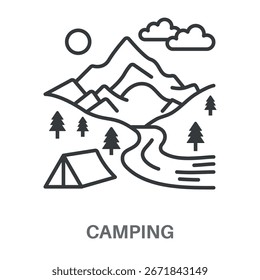 Icono de diseño de contorno de estilo simple de camping