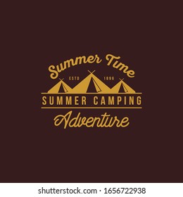 Camping Single Color Logo Design Vector