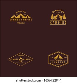 Vector de diseño de logotipo de un solo color para camping