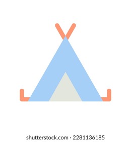 Icono Ui de color plano del sitio de acampada. Navegación GPS. La ubicación en el camping. Buscar lugar en el mapa. Elemento simple relleno para la aplicación móvil. Pictograma sólido colorido. Ilustración RGB aislada por vectores