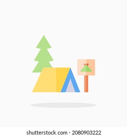 Camping Site Icon. Flat Color Style.