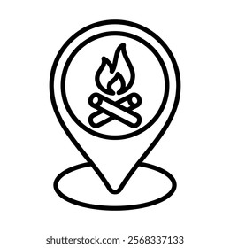 camping site icon line vector illustration design in trendy style