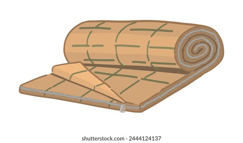 Camping sleeping bag doodle. Clipart of hiking equipment, travel attribute. Cartoon vector illustration isolated on white.