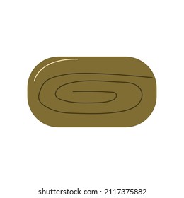 Camping saco de dormir, lecho rodado, equipo de viaje. Iluminación vectorial plana aislada en fondo blanco