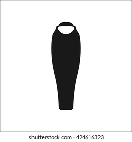 Camping sleeping bag sign simple icon on  background