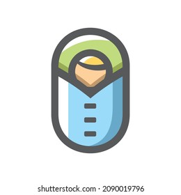 Cámping saco de dormir Icono del vector Ilustración de dibujos animados.