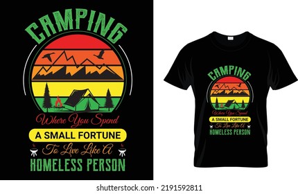 acampando una pequeña fortuna... Plantilla de diseño de camisetas