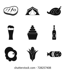 Camping snack icons set. Simple set of 9 camping snack vector icons for web isolated on white background