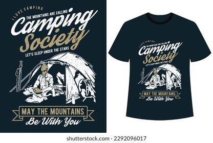 Camping Society Vector T-shirt Design Template