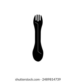 Camping spoon and fork Combination 2 in 1 outline filled icon. Vector illustration