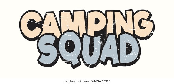 Camping squad crew group camper badge emblem vintage aesthetic illustration