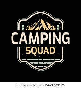 Camping squad lettering camper badge camping emblem.