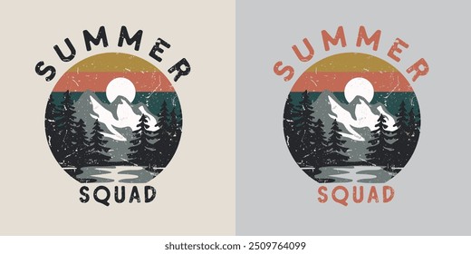 Camping squad motivational slogan Vector quotes. Illustration for prints on t-shirts Isolated on white background