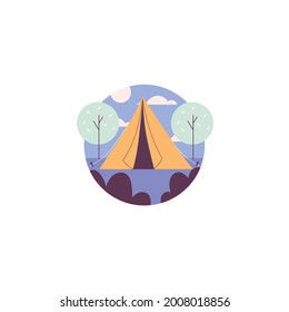 Camping Sticker On White Background