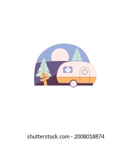 Camping Sticker On White Background