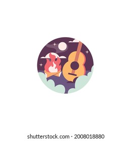 Camping Sticker On White Background